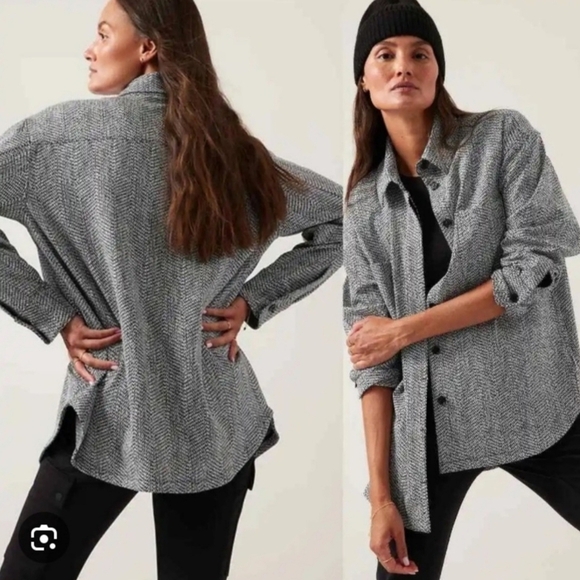 NWT Athleta Black & White Textured Shirt Jacket Size XL, Retail $149.00, Casual - Picture 2 of 12